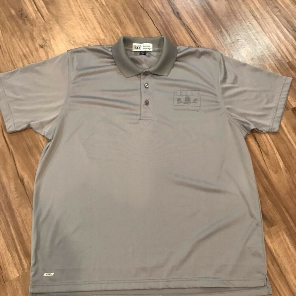 Bells Inspired Brewing V-Tech Mens Polo Shirt Gray